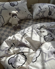 YICKYUE - Cute cartoon dog star bedding set teen boy,twin full queen lovely puppy cotton home textile bed sheet pillow case quilt cover