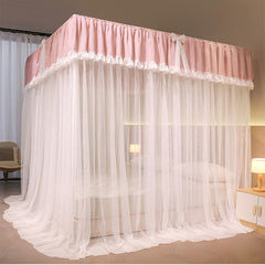 YICKYUE - Quadrate Palace Mosquito Net With Frame Encrypted Romantic Bed Curtain Canopy Nets Three-door Bedcover Curtain Home Decoration