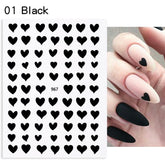 1PC Love Heart Designs 3D Nail Sticker Valentines's Day Black Red Transfer Decals Slider Gifts For Nails Decoration Manicures