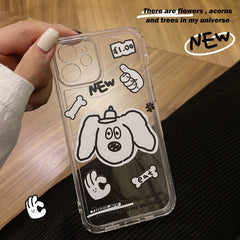 Cartoon dog bone clear cover for iphone 7 8 plus 13promax 12 mini 11 pro max 8 7 plus x xr xsmax soft silicone cute phone case
