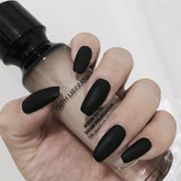 24pcs/set Matte Black Fake Nails with Glue Long Detachable French Tips Stick on Presson Nail Packaging Coffin False Nails Art
