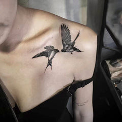 Waterproof Temporary Tattoo Sticker Black Swallow Design Body Art Fake Tattoo Flash Tattoo Clavicle Female Male