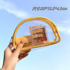 W&G cute ins cosmetic bag girl heart transparent pvc large capacity portable female waterproof toiletry bag storage bag