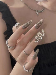 Yickyue Hand Made Snakeskin Design Extension Nails