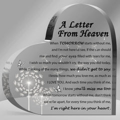 YICKYUE Bird Angel Heaven Print Acrylic Heart Plaque Durable Memorial Gift for Loss of Mom Dad Grandma Grandmother Table Desk Decoration