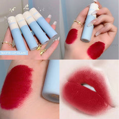 Lip Gloss 6 Colors Nude Matte Lip Glaze Lipstick Waterproof Long Lasting Nonstick Cup Red Lip Tint Velvet Lip Glaze Cosmetics