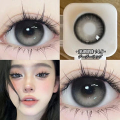 YICKYUE - 2-Piece Korea Colorful Contact Lenses Grey Beautiful Pupil Soft Lenses Myopia Degree -0.00 to -8.00 Makeup Blue Lenses