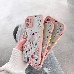 Art Retro Flower Leaves Lens Protected Soft Matte Phone Case For iPhone 11 12 13 Pro Max Mini X XR XS 7 8 Plus SE 2022 Bumper