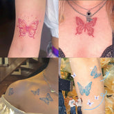 Yickyue 30PC Red Butterfly Temporary Tattoo Waterproof Colorful Arm Wrist Chest Fake Tattoo Stickers For Women Grils Flash Decals Tatoos