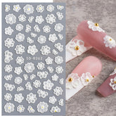5D Winter Christmas Nail Art Decoration Sticker Embossed Charms Snowflakes French Nail Design Gel Polish Manicure Decals GLSTZ5D