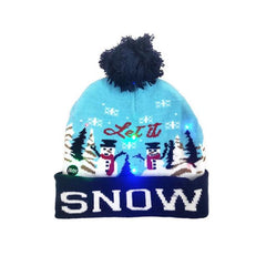 New Light Up Christmas Hat LED Knitted Christmas Beanie Hat Sweater Santa Elk Illuminate Warm Hat For Kids Adults New Year Gift