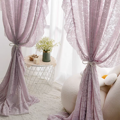 YICKYUE - Elegant Lavender Lace Sheer Curtain