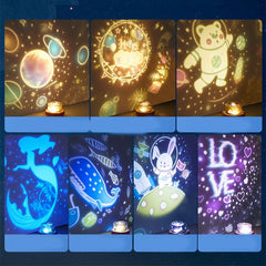 Rabbit Light Starry Sky Cosmic Projection Starry Three-color Night Light Bluetooth Audio Bedroom Atmosphere Light Birthday Gift