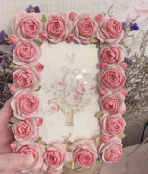 YICKYUE - Rose Pink Shape Resin Picture Frame, American 7 Inch Flower Photo, Creative Light, Luxury Set Up, Idyllic Lady, Home Decor