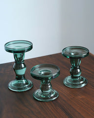 Vintage Dark Green Glass Candle Holder