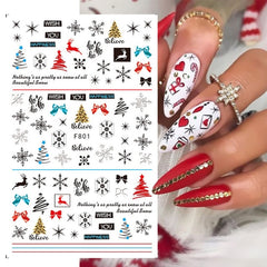 Winter Christmas Nail Sticker Snowflake Magpie Bird 3D Slider Leaf Halloween New Year Design Decorations Manicure SAF795-801