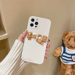 Couple cool biscuit bear soft silicone phone case for iphone 12 mini 11 pro max 7 8 plus se 2020 13 x xr xsmax cute cartoon capa