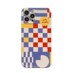 Creative grid happy soft silicone shockproof case for iphone xr 11 12 mini pro max x xsmax 13 7 8 plus fashion phone shell capa