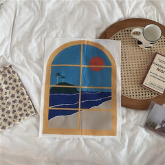 Korean Style Hanging Cloth Window Scenery Girl Romantic Retro Decoration Hanging Painting Dormitory Wall Decoration