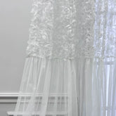 YICKYUE - White Lace 3D Rose Curtains Splicing with Romantic Mesh Wrinkle Tulle Curtain for Bedroom Creative Wedding Background Decoration