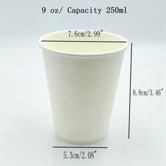 White Paper Hot Cups Kraft Paper Cup - Coffee Cups Coffee Cups For Home Travel Sleeve Hot Drink Cups with Lids Straws 9 oz