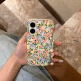 YICKYUE - Ins Full Screen Pink Yellow Rose Flowers Green Leaves Bracelet Phone Case for iPhone 16 15 14 13 Pro Max Back Cover Fund