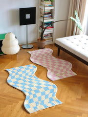 Yickyue S Shape Plaid Fluffy Plush Rugs Living Room Irregular Carpet Bedroom Area Rug Sofa Coffee Table Floor Mat Entryway Doormat