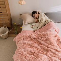 Yickyue New Winter Super Soft Warm Fur Blanket Fluffy Shaggy Blankets Bed Bedspread Beige White Warm Bedding Sheet Cozy Blanket