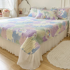Yickyue Korean version of the four seasons universal cotton four-piece princess style bed sheet quilt cover tatami quilted quilting