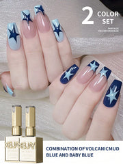 YICKYUE - new online celebrity volcanic mud blue mint green nail polish two-color small set series whitening firm and long-lasting