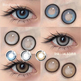 YICKYUE 1Pair Gray Contact Lenses with Diopter Yearly Blue Lens New Style Colorcon Cosmetics Beauty Brown Eyes Makeup Pupils