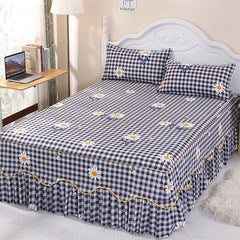 1PC Plaid Bed Sheet Printed Bedding Set Soft Bedspread lace bedding home decor Single Queen King Size Bedskirt Mattress Cover