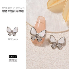 nail metal zircon luxury nail rhinestones Diamond nail art decorations Jewelry Chain Bowknot Pearl Zircon Butterfly Pendant1pc