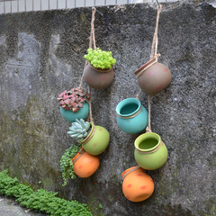 YICKYUE - 4PCS Outdoor Home Garden Hanging Flowerpot Ceramic Vertical Flowerpot Plant Succulent Flowerpot Vase Wall Railing Decoration