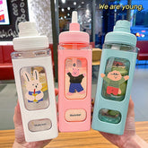 Shaker Cup Sport Water Bottle With Straw Kawaii Bear Plastic Bottle Travel Tea Juice Milk Portable Cute Child Drink Bott