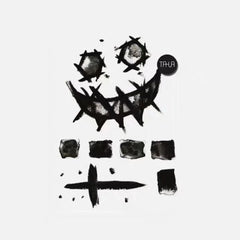 2PC Black Clown Temporary Tattoo Stickers Block Hand Finger Fake Tatoo For Men Funny Face Decals Grimace