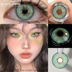 YICKYUE 2Pcs Yearly Use Color Contact Lenses for Eye Natural Pupils Gray Blue Contact Lenses Cosmetic Green High Quality Lenses