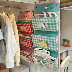 YICKYUE - 3-Tier Hanging Storage Box - Linen Basket with Pockets, 7 Large Capacity Pockets, Student Bedside Storage Bag, Door Cabinet Hanging Bag, Used to Store Dormitory Essentials