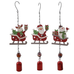 Yickyue Santa Snowman Sleigh Christmas Wooden Wind Chimes Holiday Ornaments Hanging Pendant 2022 Xmas Socks Decor Home Party Decoration
