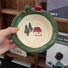YICKYUE - Cartoon Cute And Fun Tableware Kitchen Supplies Cartoon House Printing 3D Decoration Yogurt Breakfast Bowl Christmas Gift Plate
