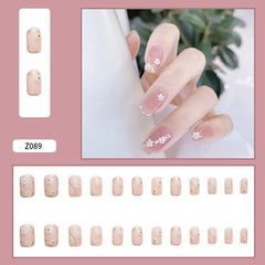 24pcs/box Detachable Fake Nails Set Fresh Florets Full Nail Art Tips Beauty Nail Artificial False Nails Tips With Wearing Tools