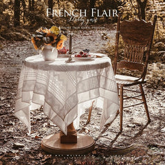 French Romantic Lace Tablecloth Nordic Ins Jacquard Beige Tablecloth Set Bedroom Small Round Table Cover Cloth Nappe