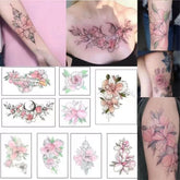 YICKYUE - 9pcs/Set Sexy Flower Arm Waterproof Temporary Tattoo Stickers Female Watercolour Chest Shoulder Leg Fashion Art Fake Tattoos