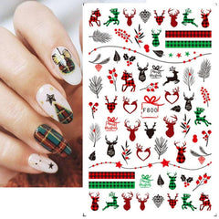 Winter Nail Art Designs 3D Cute Sticker Cartoon Christmas Slider New Year Holiday Polish Decal Manicure Decorations LACA717-724