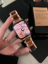 Korea Cool Resin + Metal Strap For Apple Watch Band 41mm 45 44 40 42 38 mm Woman Girl Band For Iwatch Series 7 6 Se 5 4 3 2 Gift