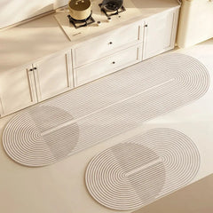 YICKYUE - Super Absorbent Kitchen Mat Non-slip Diatomite Kitchen Rug Elliptical Long Carpet Simple Line Bathroom Mat Kitchen Supplies