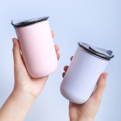 Coffee Mug with Lid Stainless Steel Cup Ins Portable Leakproof Drinkware Travel Milk 300ml RR2207