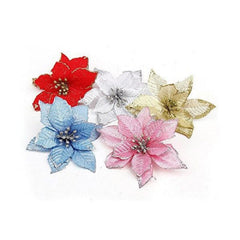 5pcs Gold Silver 13cm Big Silk Flower Head Artificial Flower For DIY Christmas Tree New Year Home Decoration adornos de navidad