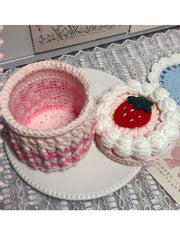 YICKYUE - Strawberries Cake Storage Box for Girlfriend Hand-Woven Cartoon Cute Homemade