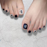 False toenails Beauty for Toenail with Black and White Unique Elegant Long Lasting Simple Detachable Suit for Women's Daliy Life